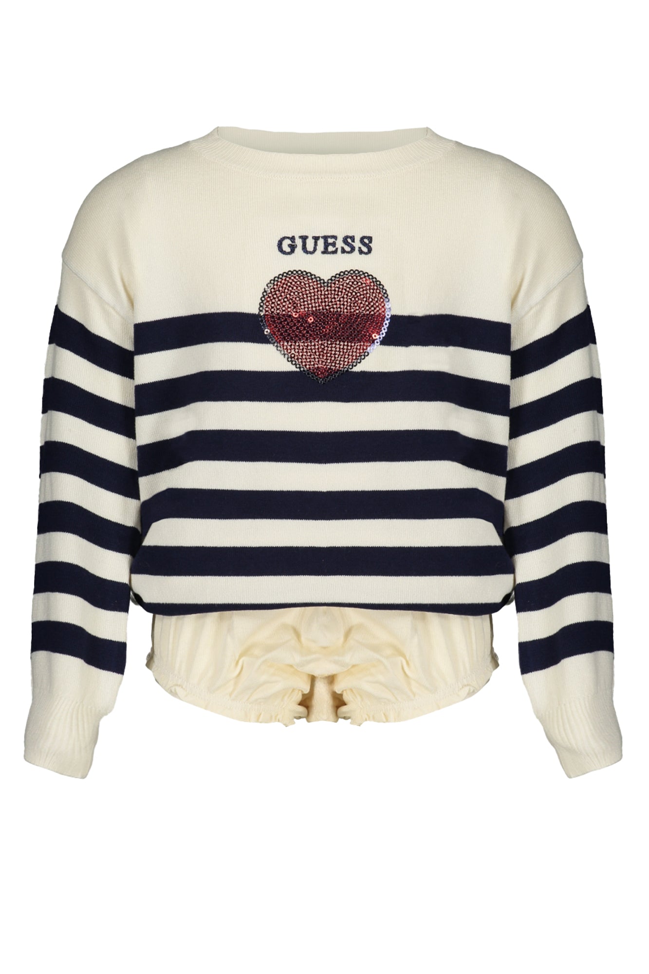 GUESS JEANS БЯЛ ПУЛОВЕР ЗА МОМИЧЕ-0