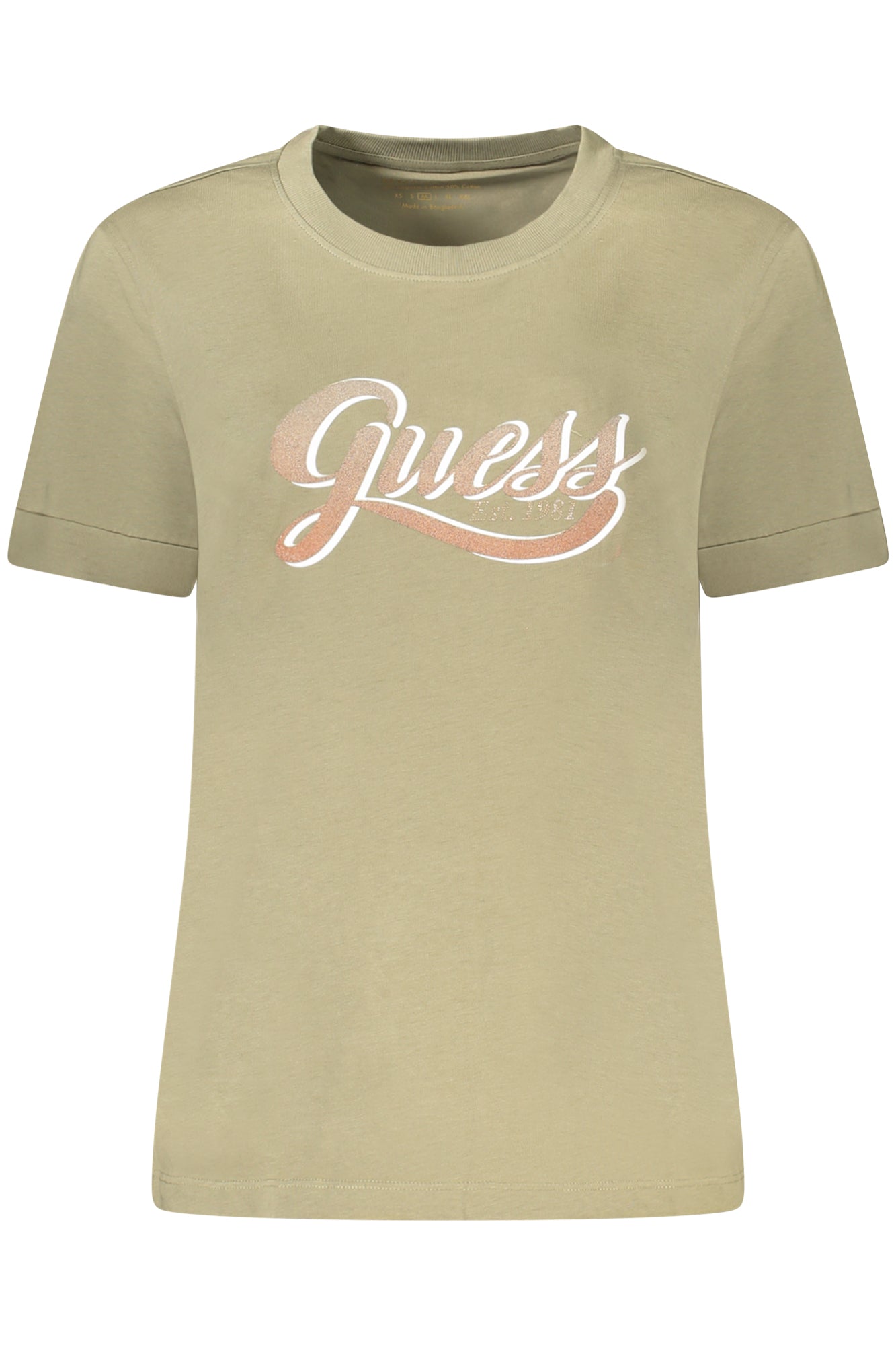 GUESS JEANS ТЕНИСКА С КЪС РЪКАВ ДАМСКА ЗЕЛЕНА-0