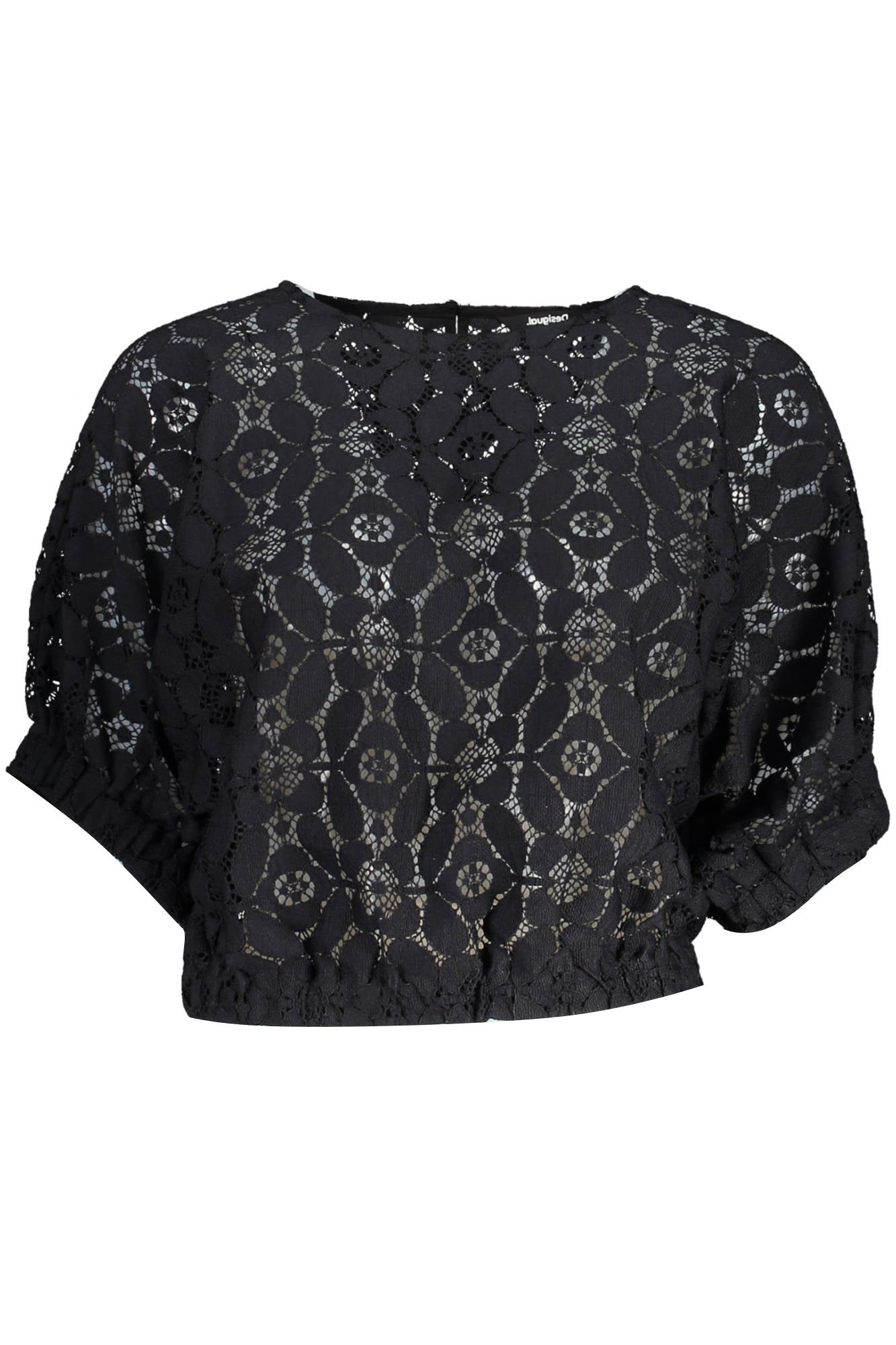 ЧЕРНА ЖЕНСКА ТЕНИСКА С КЪС РЪКАВ DESIGUAL