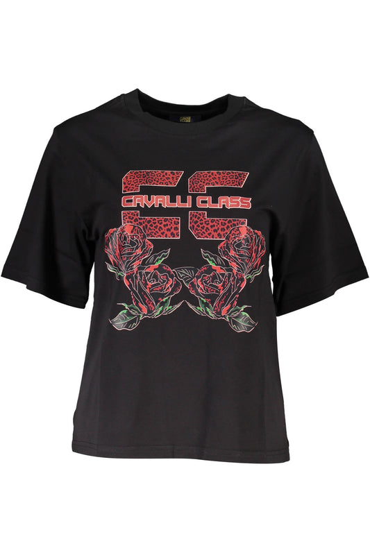 CAVALLI CLASS ТЕНИСКА С КЪС РЪКАВ ЖЕНСКА ЧЕРНА-0