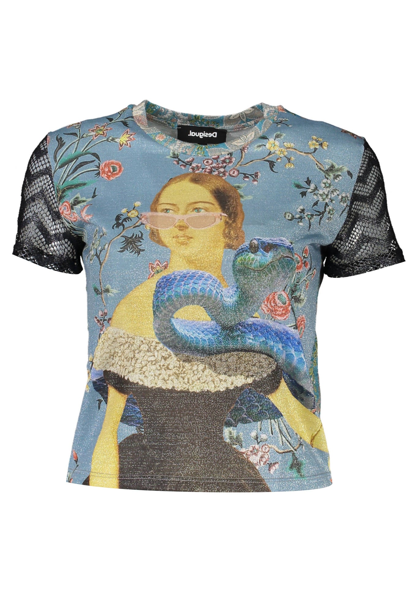 СВЕТЛО СИНЯ ЖЕНСКА ТЕНИСКА С КЪС РЪКАВ DESIGUAL