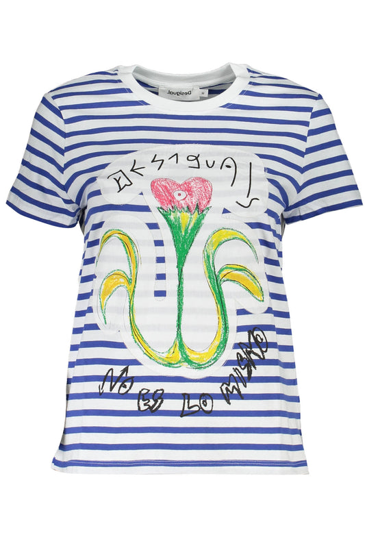 СИНЯ ЖЕНСКА ТЕНИСКА С КЪС РЪКАВ DESIGUAL