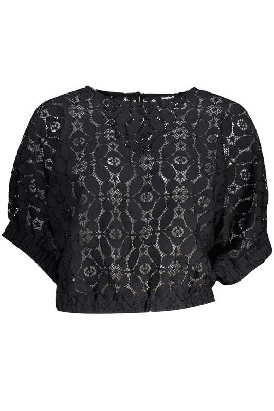 ЧЕРНА ЖЕНСКА ТЕНИСКА С КЪС РЪКАВ DESIGUAL