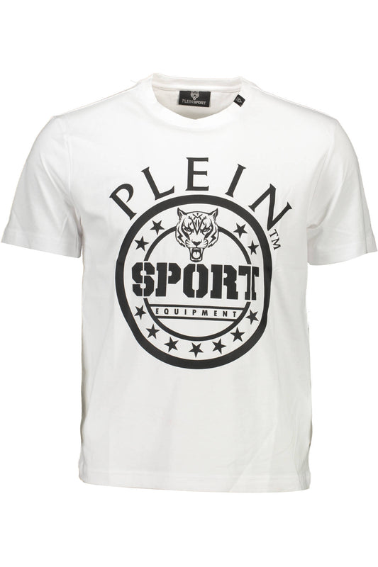 PLEIN SPORT БЯЛА МЪЖКА ТЕНИСКА С КЪС РЪКАВ